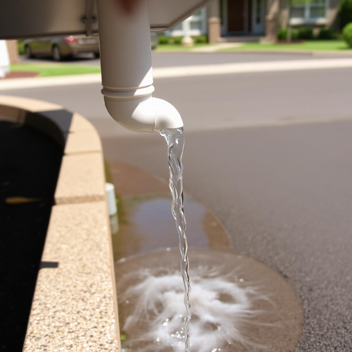Clean downspout flowing water
